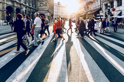 People crossing street in Vienna.