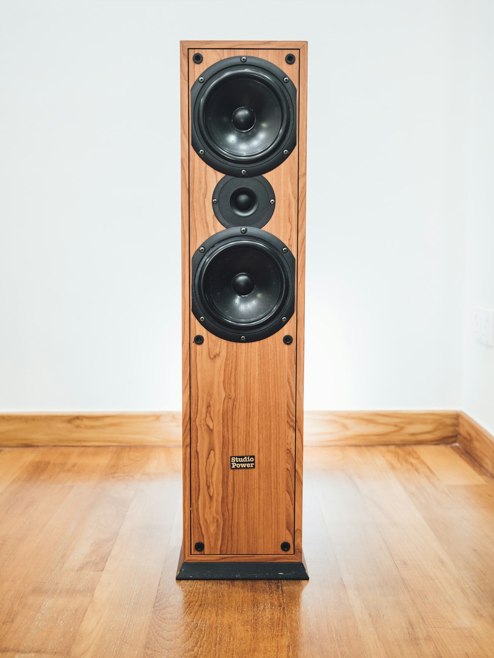 brown and black speaker indoor