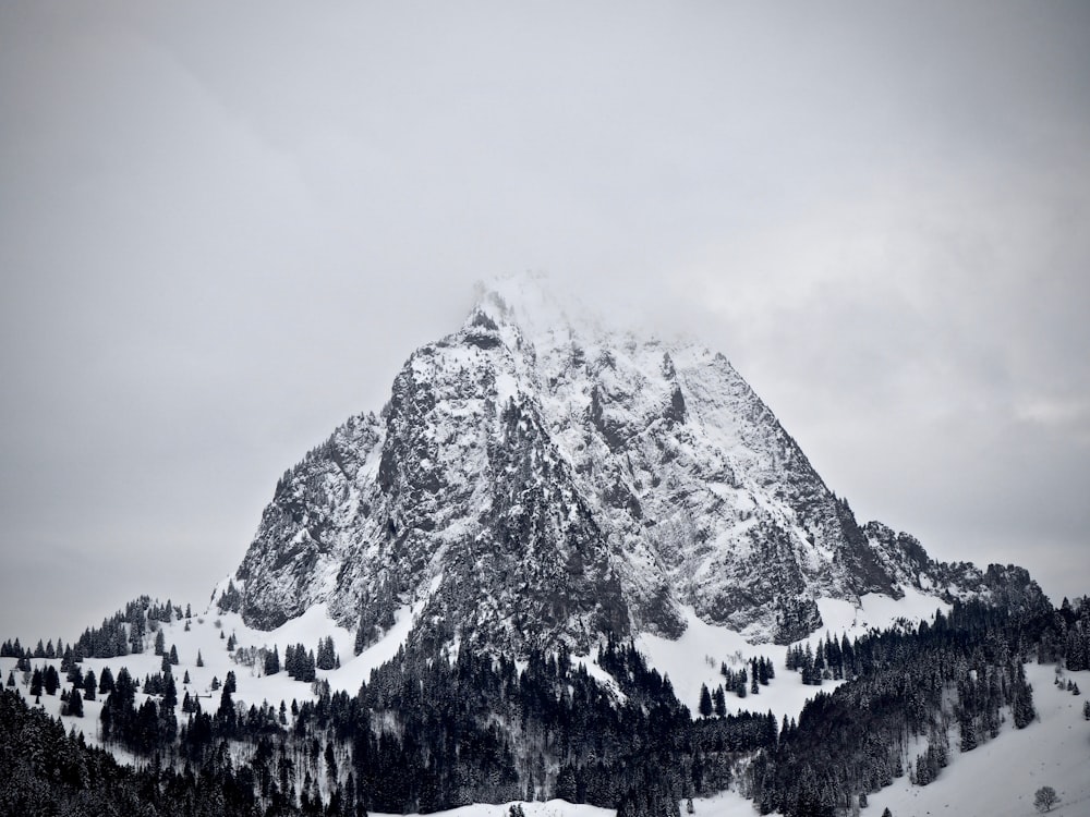mountain covered by snow at daytime