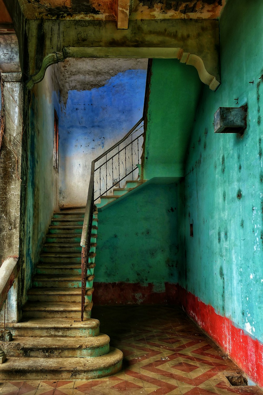 brown concrete staircase