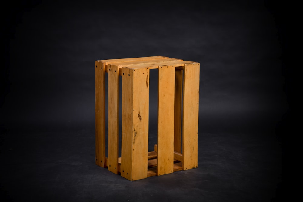 brown wooden crate with black background
