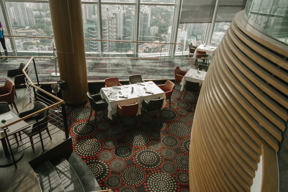 aerial view of restaurant interior