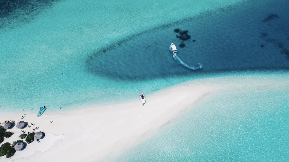 three motorized boats on sea aerial photography