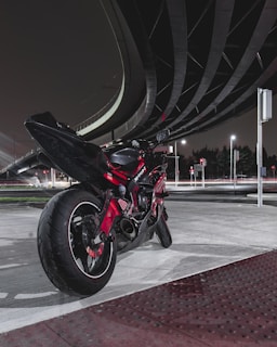 architectural photography of black bike and skyway