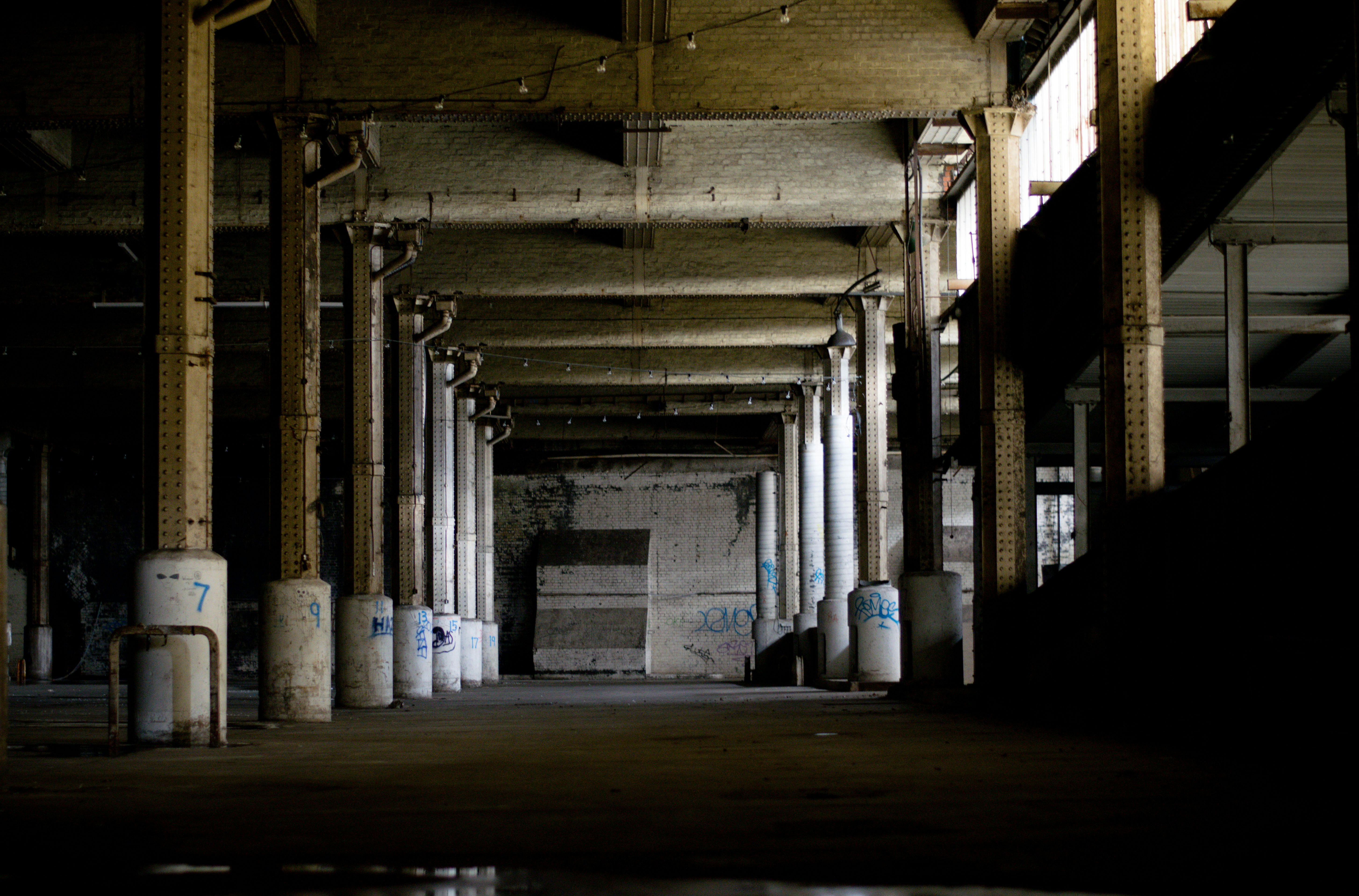 concrete building interior photo, 