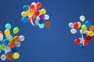 Colorful balloons and festive decorations marking a joyful celebration.