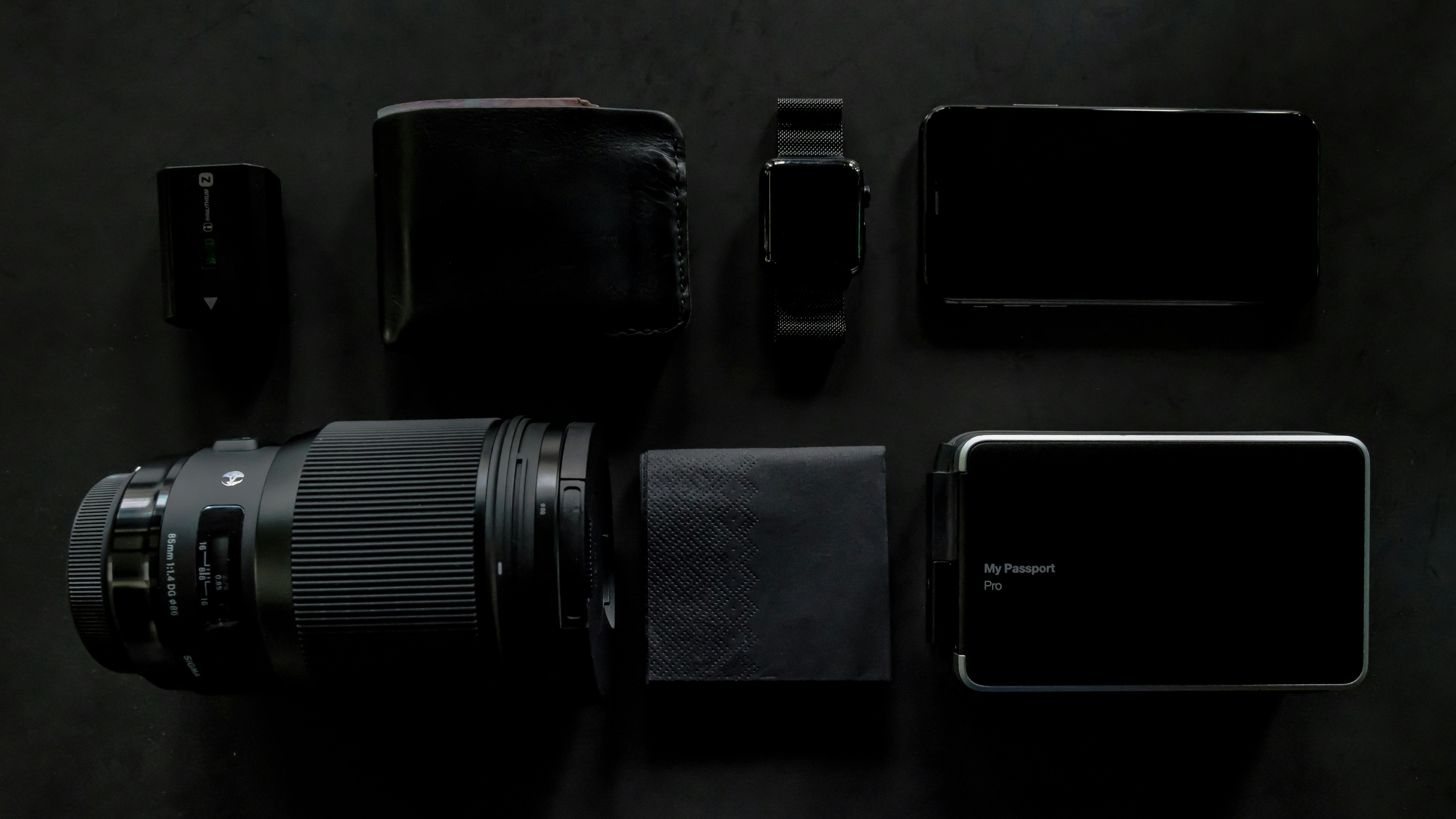 black DSLR camera kit