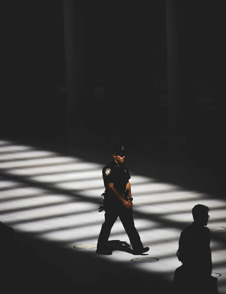 Uniformed security guard on duty