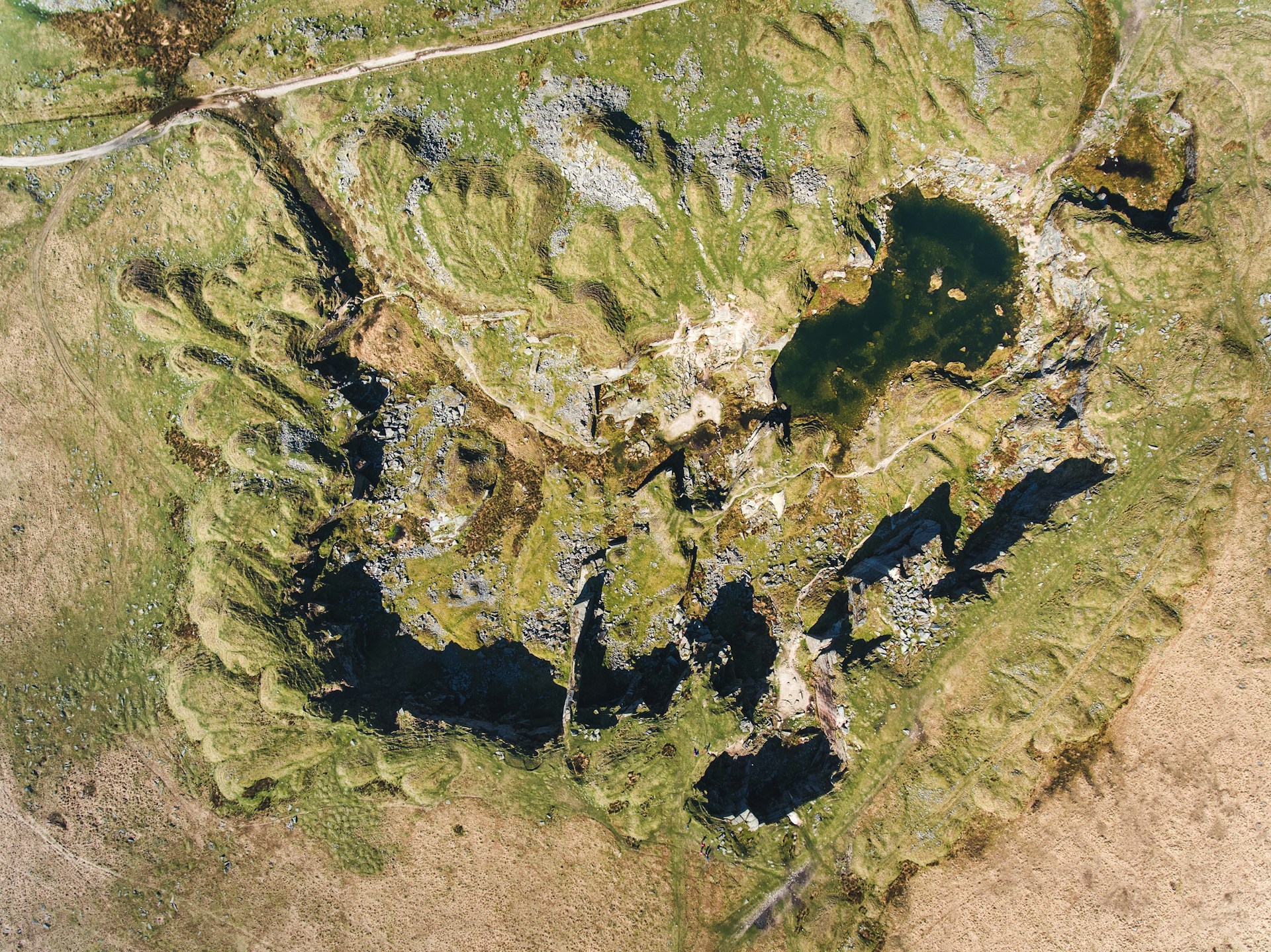 aerial view of lakes