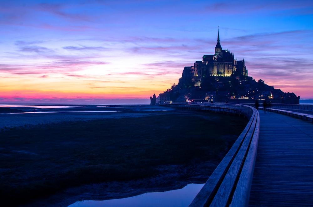 concerete castle during night time