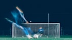 timelapse photo of soccer player kicking ball