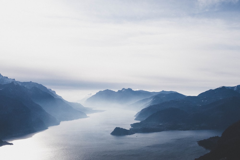 fog covered body of water