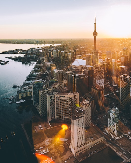 aerial photo of city during golden hour