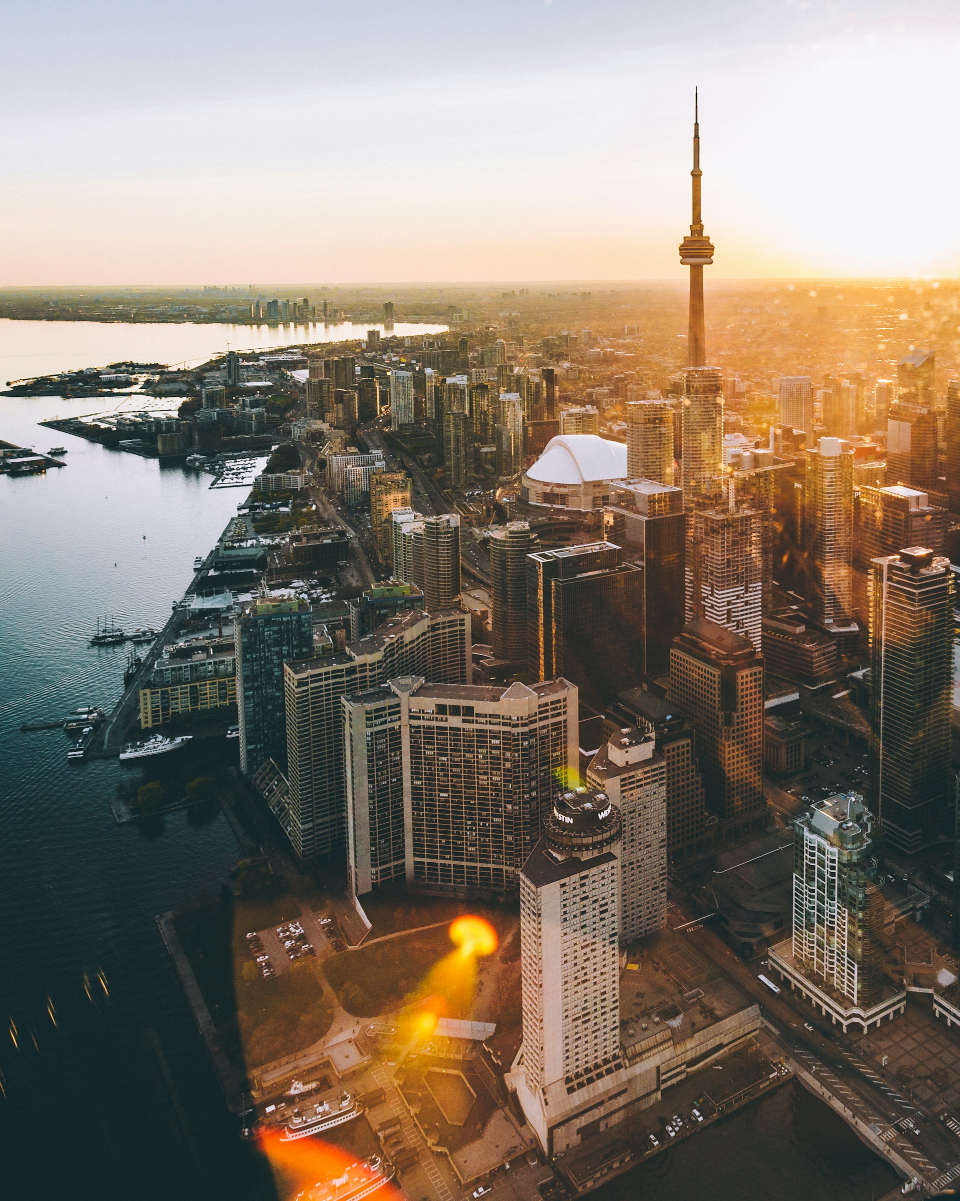 aerial photo of city during golden hour
