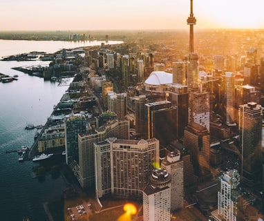 aerial photo of city during golden hour