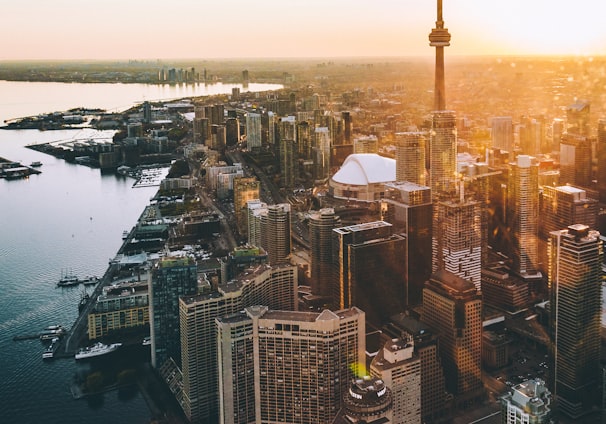 aerial photo of city during golden hour