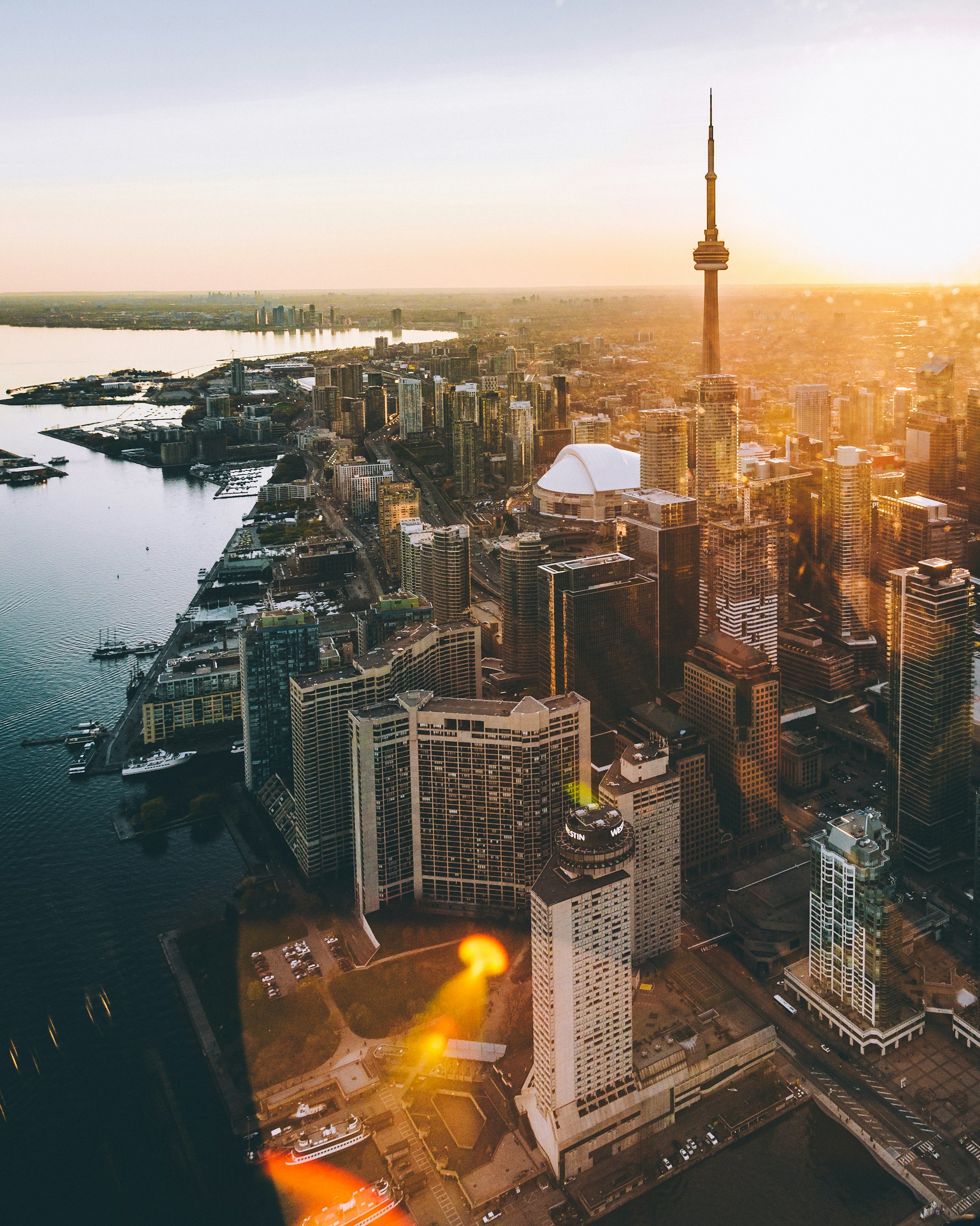 aerial photo of Toronto city during golden hour