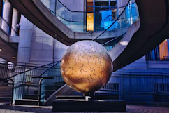 globe statue inside building