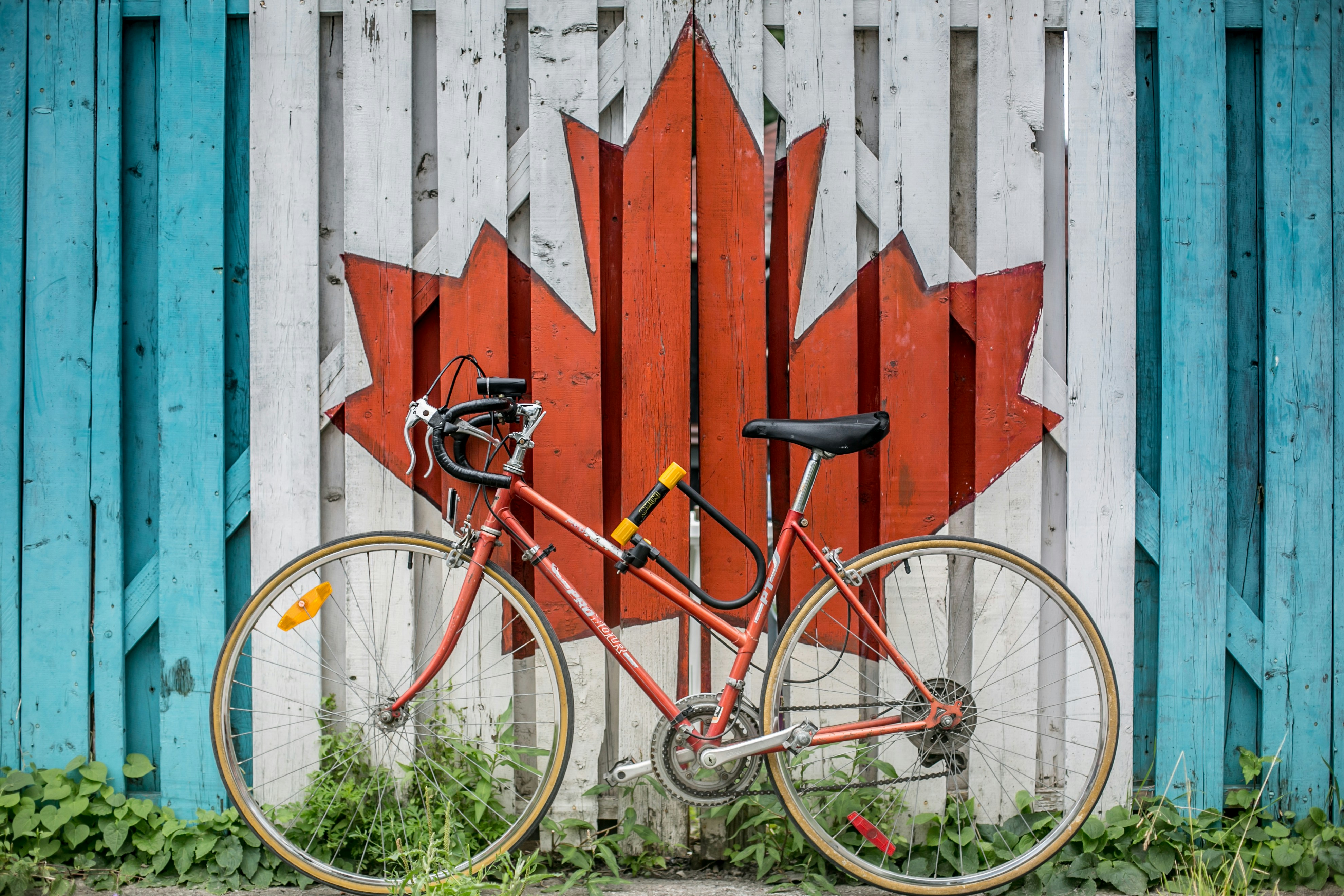 bike with Canadian flag