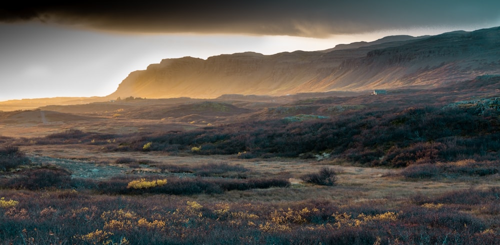 plateau under gray clouds