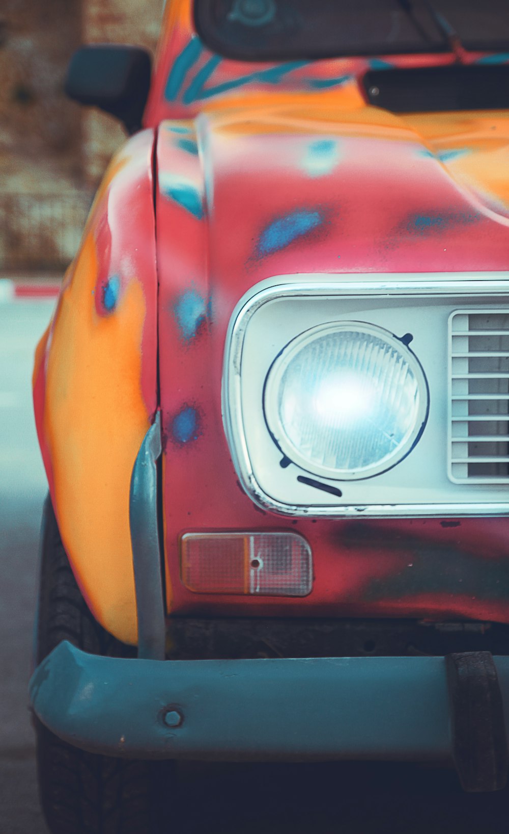 red and orange car