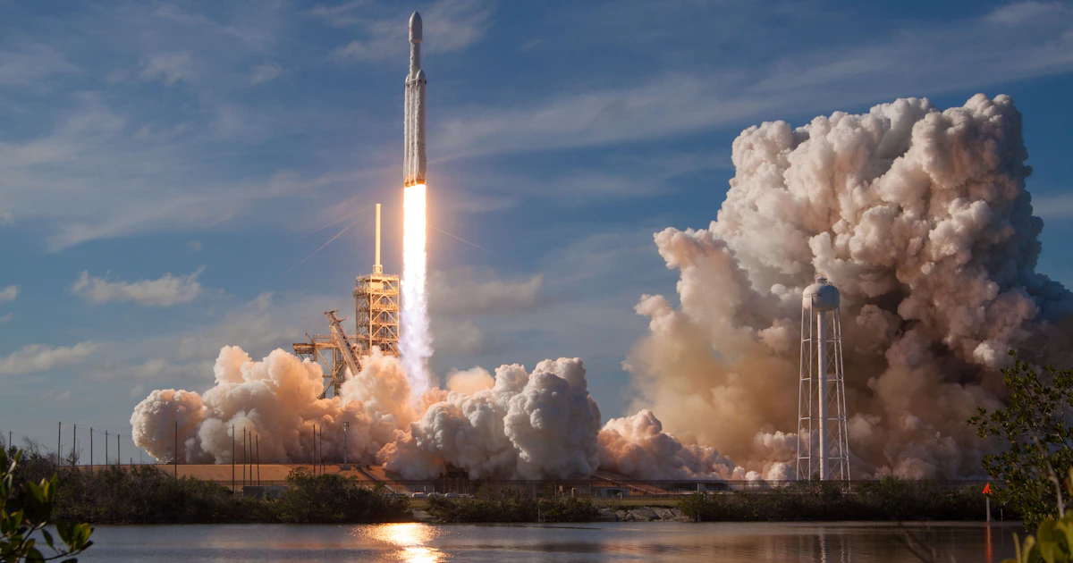Rocket launching into the sky