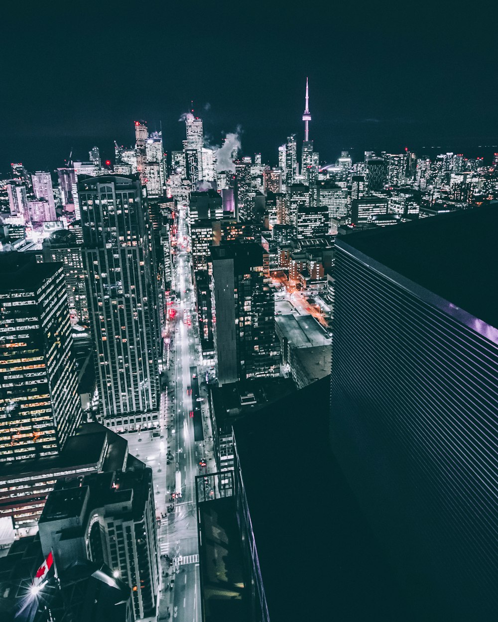 high-angle photography of city during nighttime