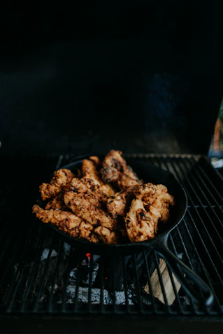 fried meat in cast iron skillet