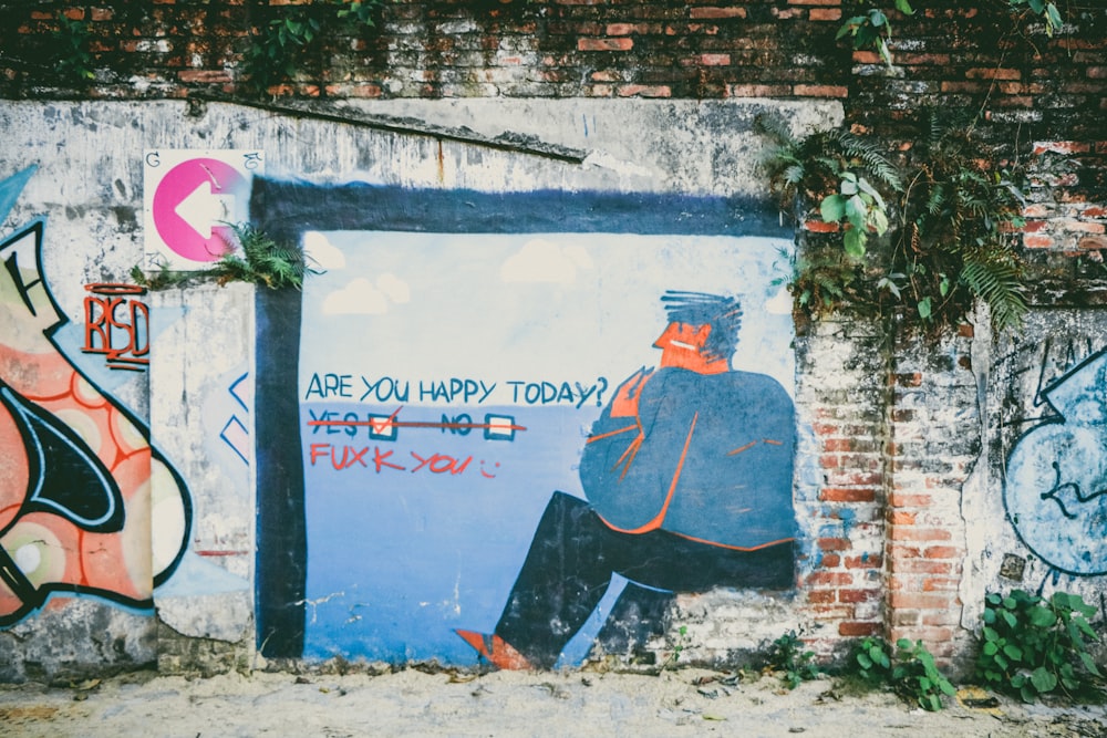 você está feliz hoje grafite