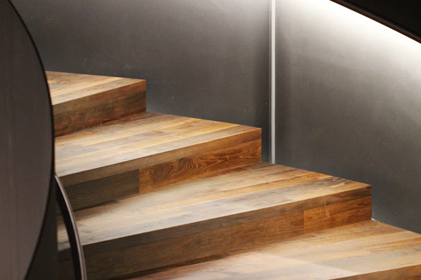 A beautifully finished wooden staircase highlighting expert carpentry craftsmanship.