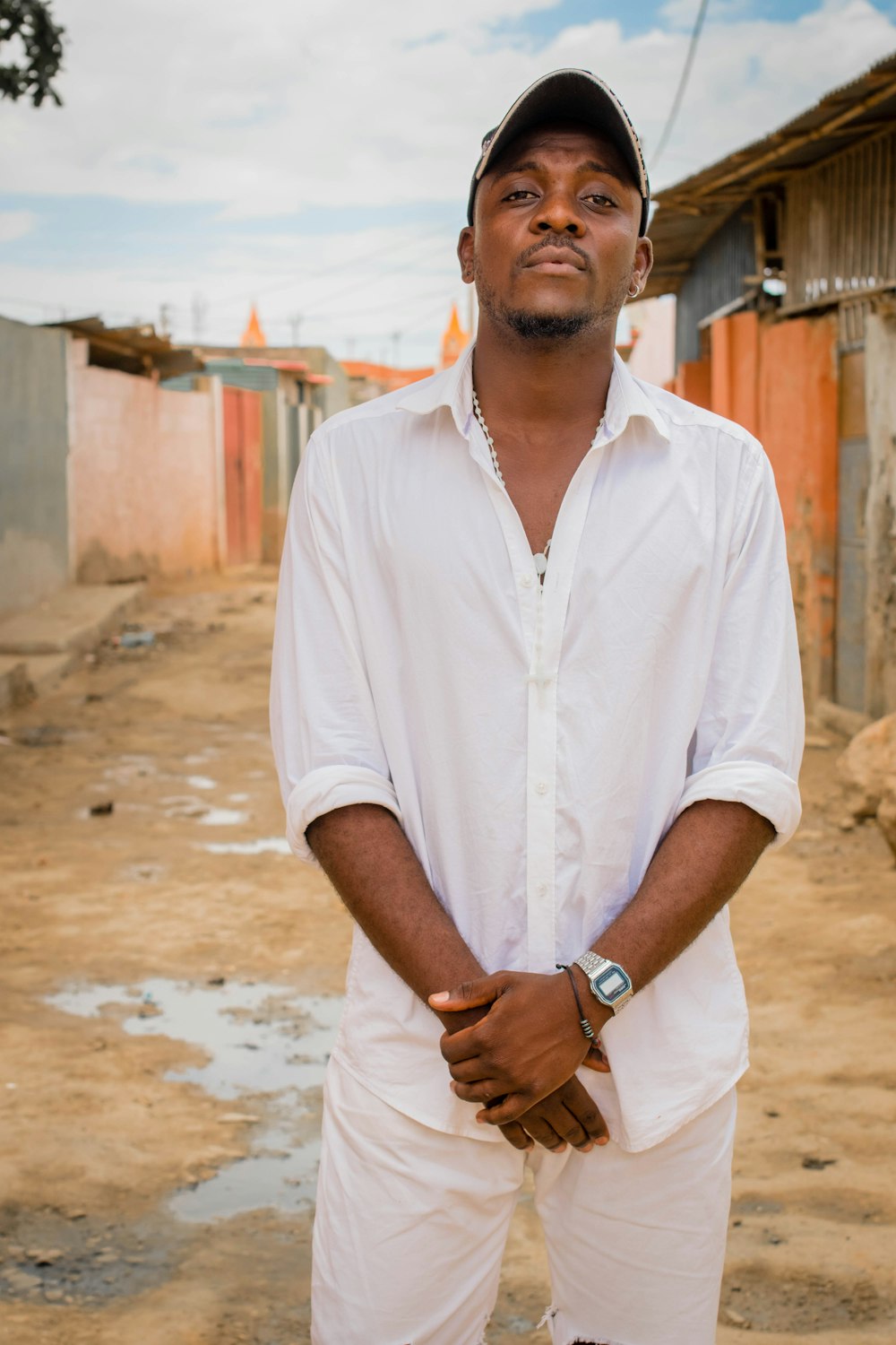 man wearing white dress shirt