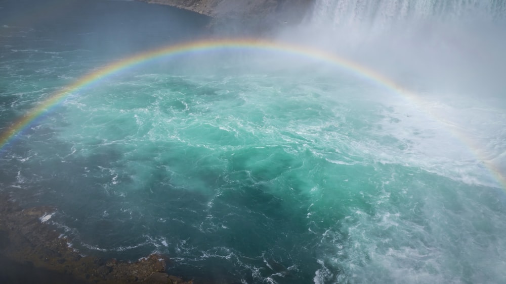 rainbow on waterfalls