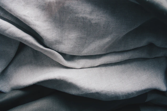 Close-up of grey linen fabric