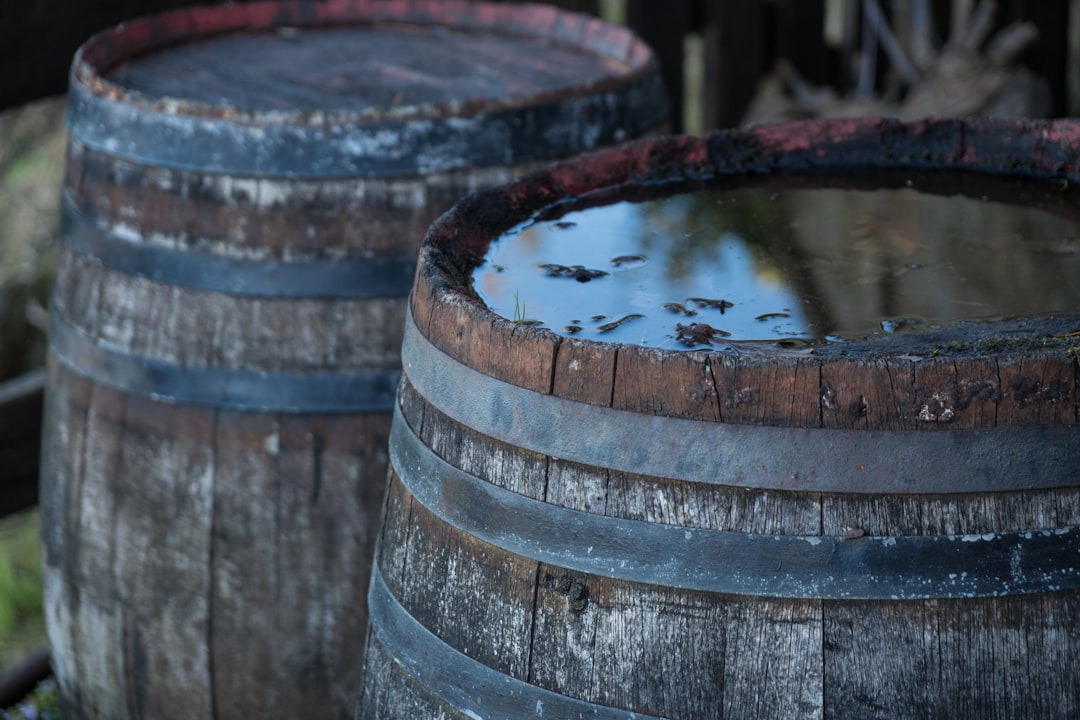 brown wooden barrels