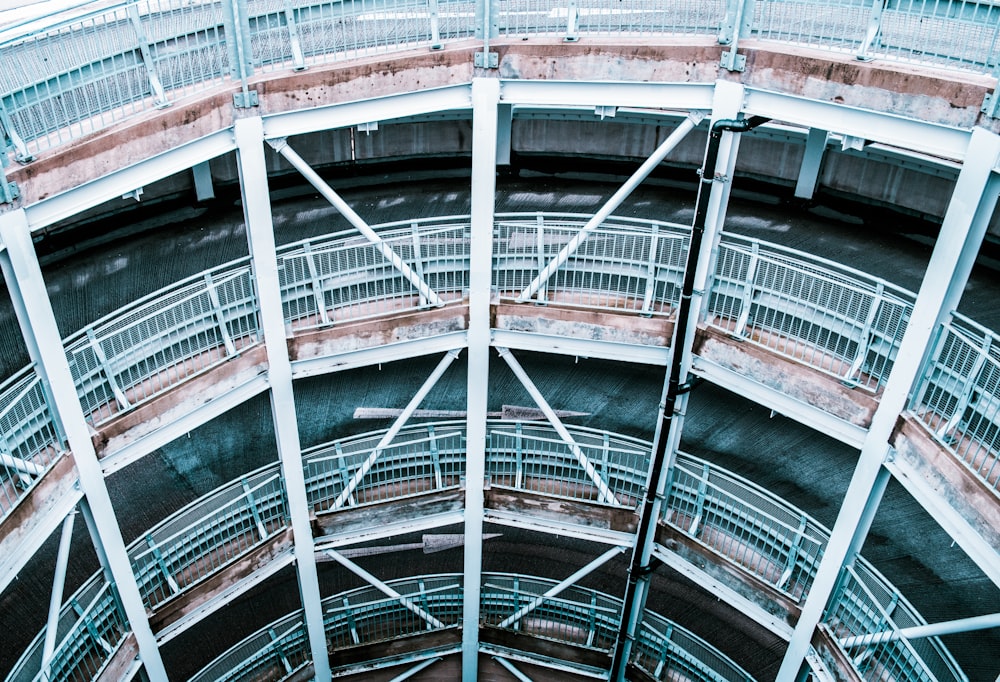 aerial photography of round building interior