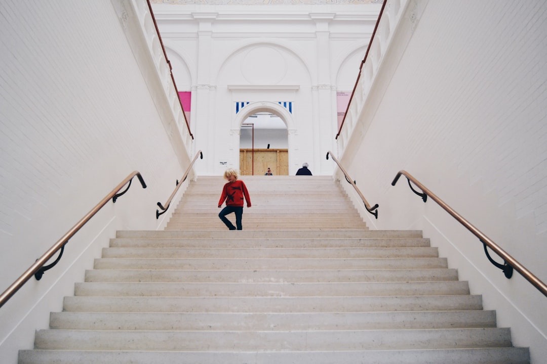 person on stairs,