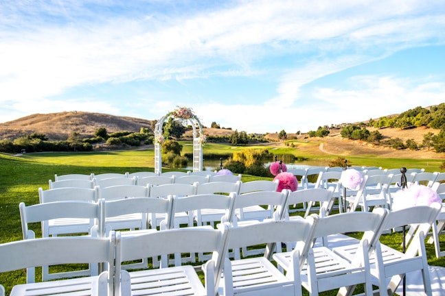 A breathtaking aerial view of a destination wedding venue.
