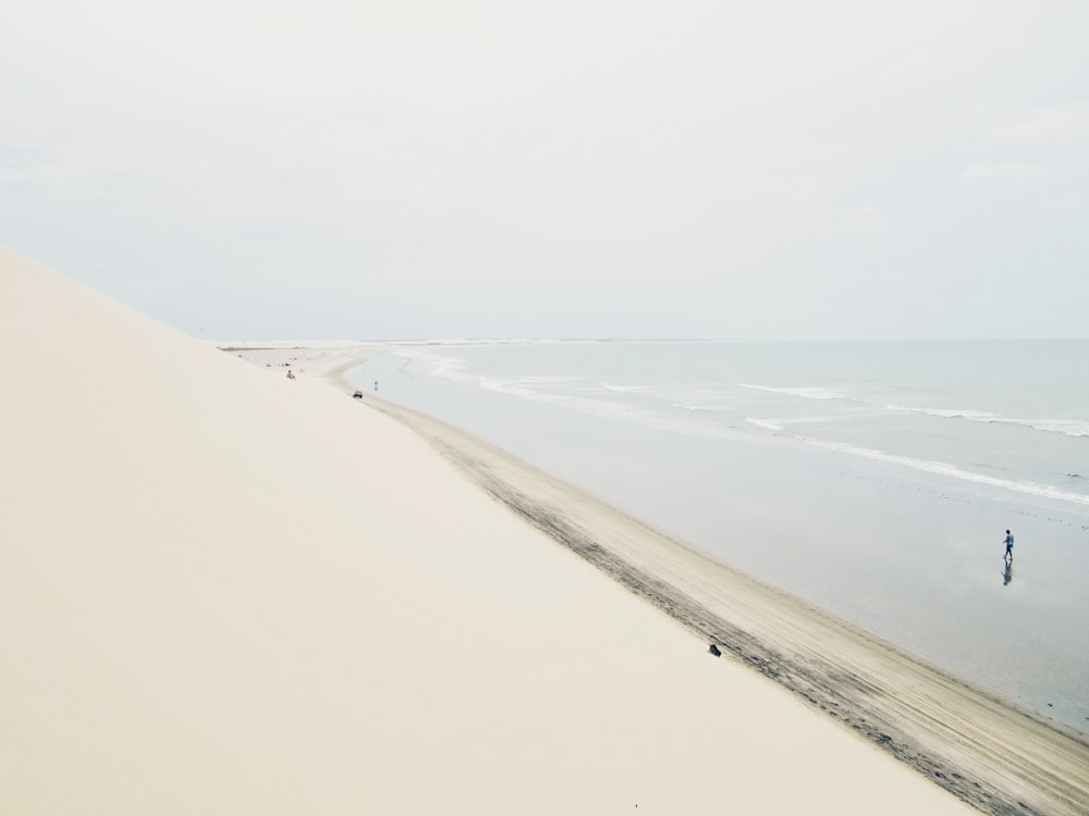 person walking on beach