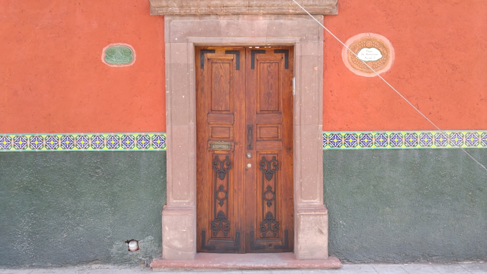 brown wooden closed door