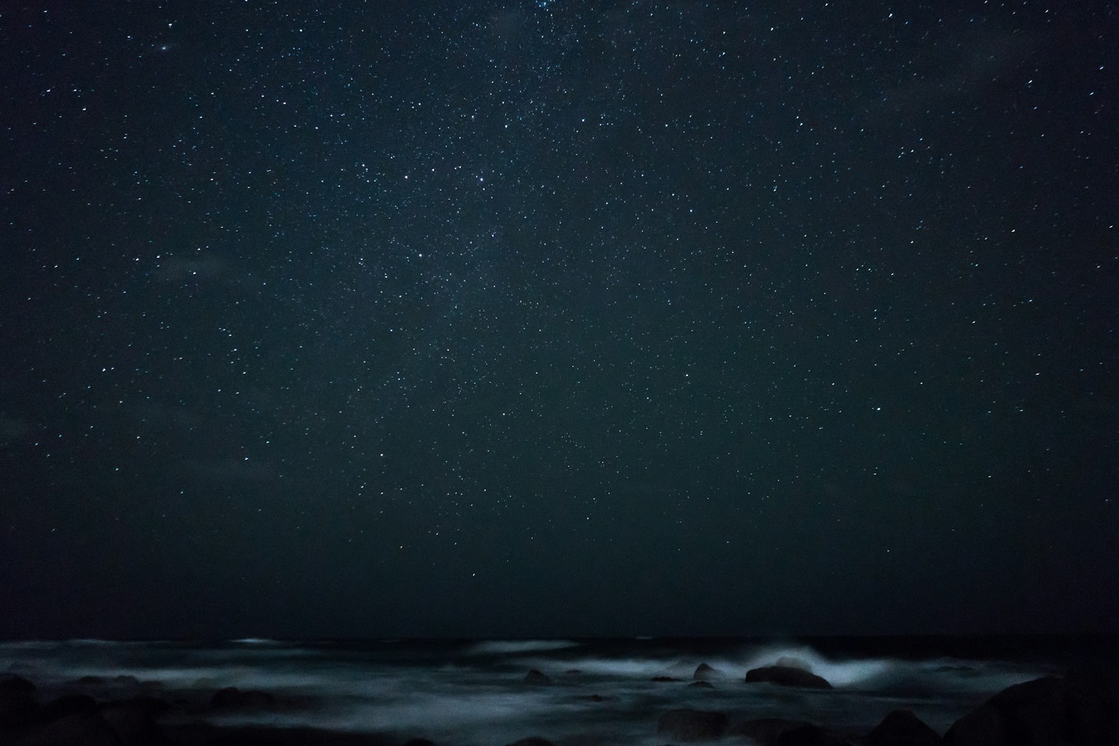 Sony a7R II + Sony FE 28mm F2 sample photo. Sea waves under starry photography