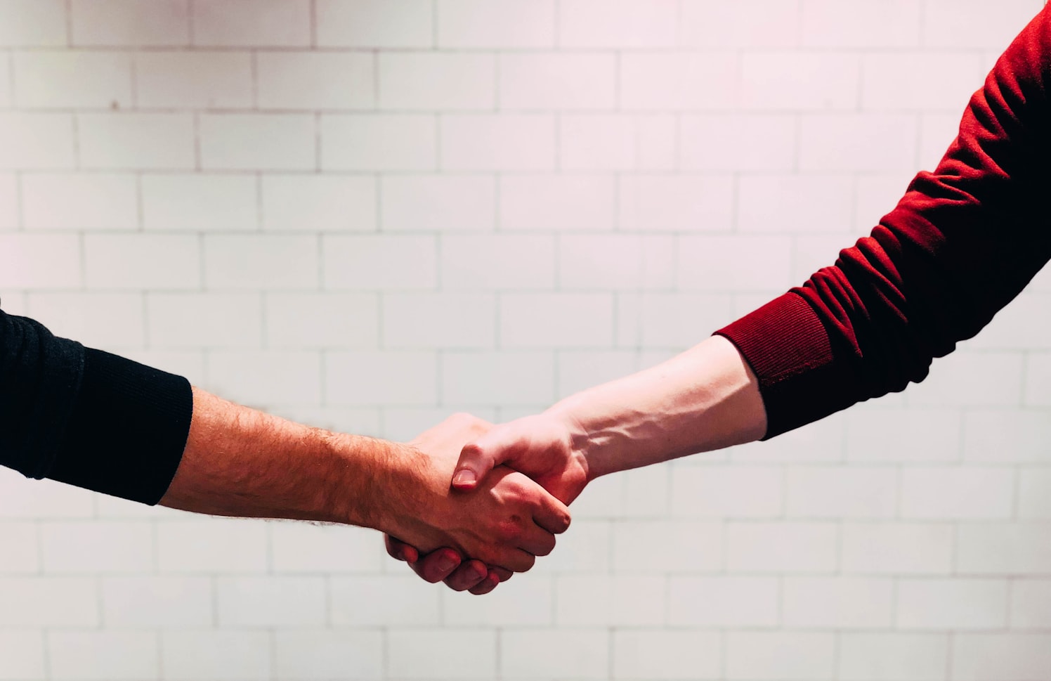 Two project partners shaking hands