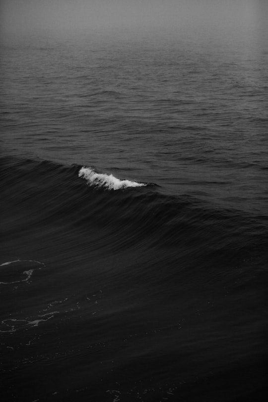 ocean wave in shallow focus lens in Manhattan Beach Pier United States