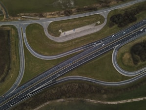 aerial view of road