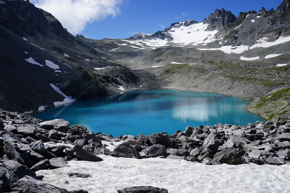 lake surrounded by mountains