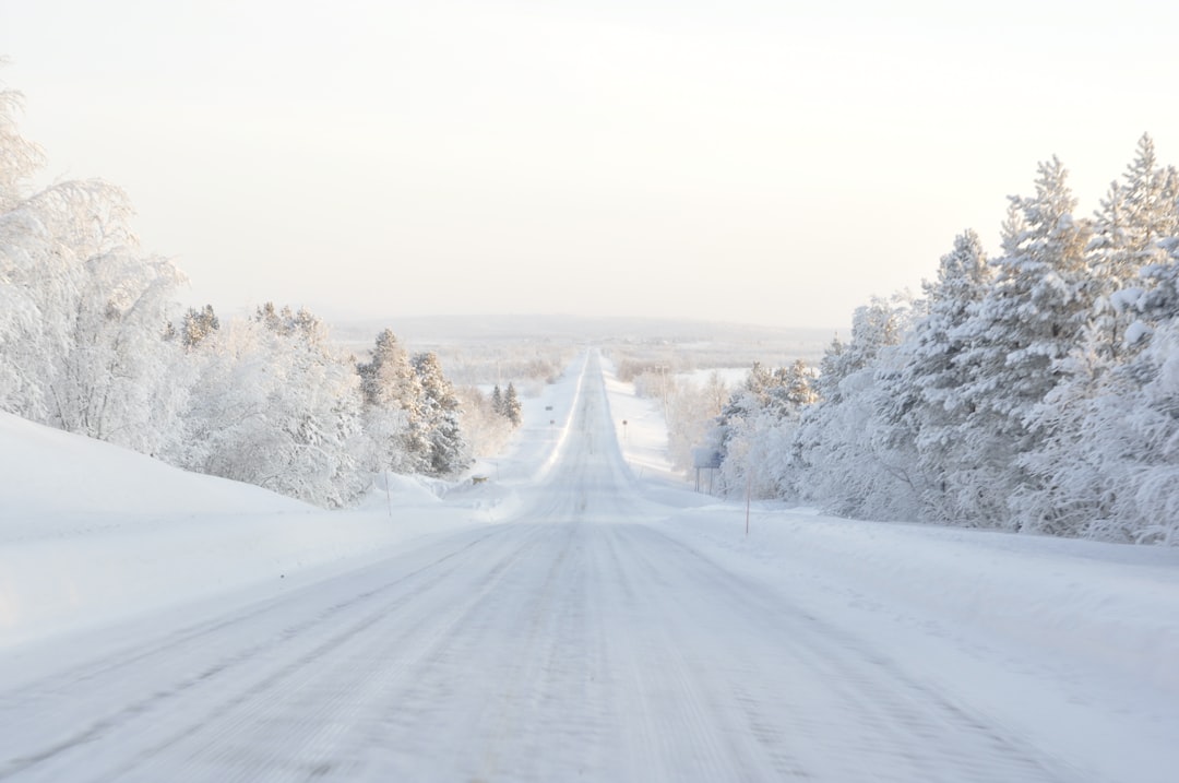 road covered with snow, Ice roads in Lapland