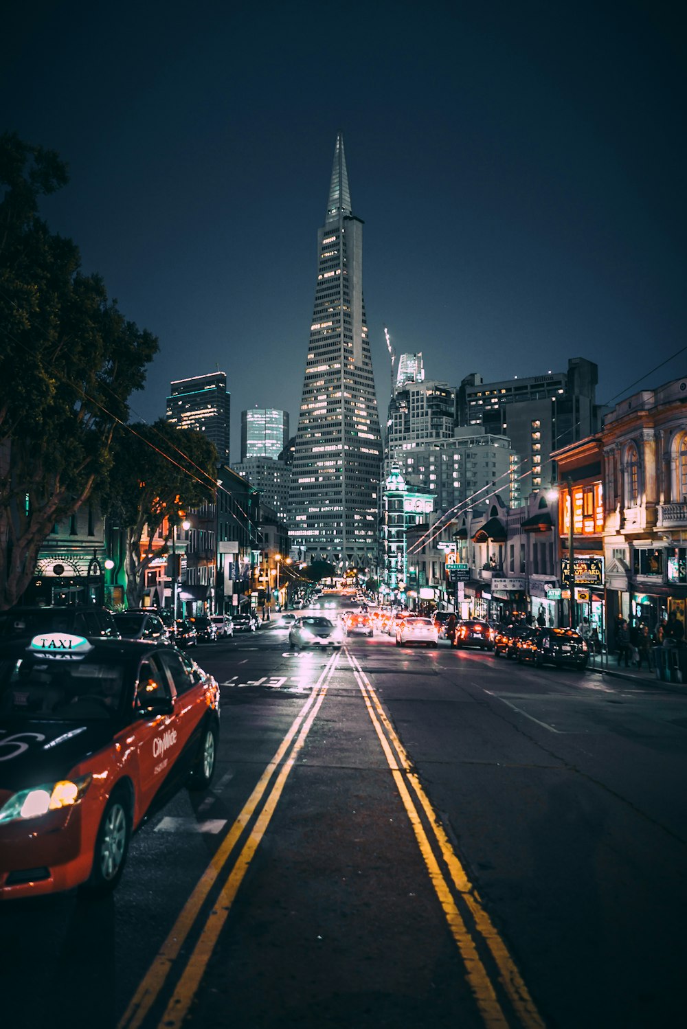 low-angle photography of road on city