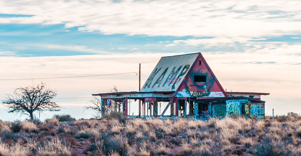 photo of a blue wood house