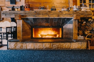 opened electric fireplace