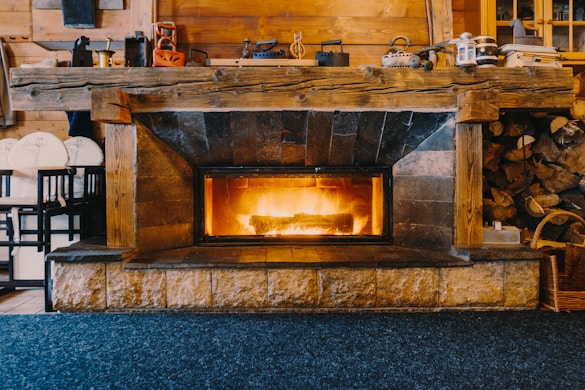 opened natural gas fireplace