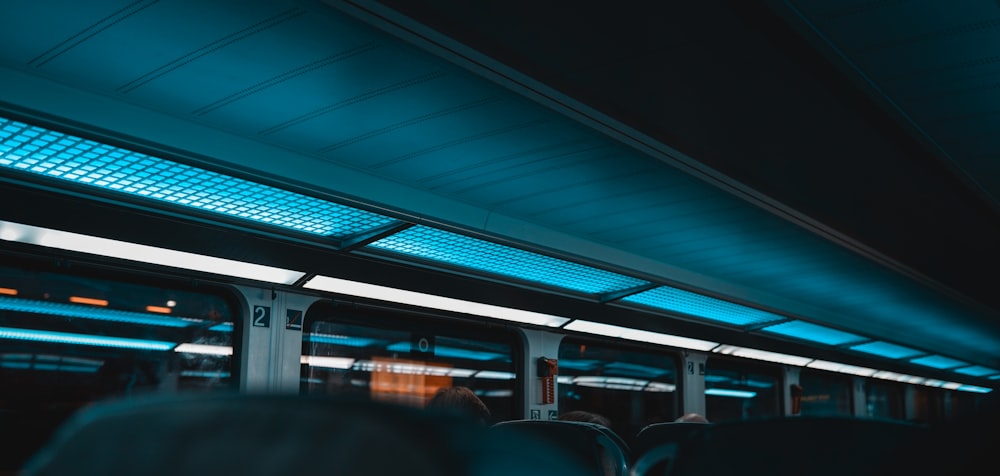 a view of the inside of a subway car